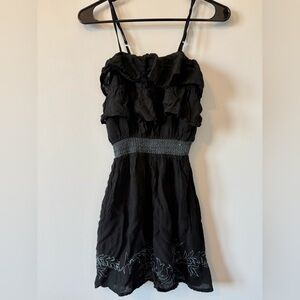 Black Dress with Blue Embroidery